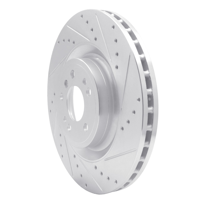 Mercedes-Benz GL350 Brake Rotor (1) - Front Right - R1 Concepts - Drilled & Slotted - Silver - `13-`19